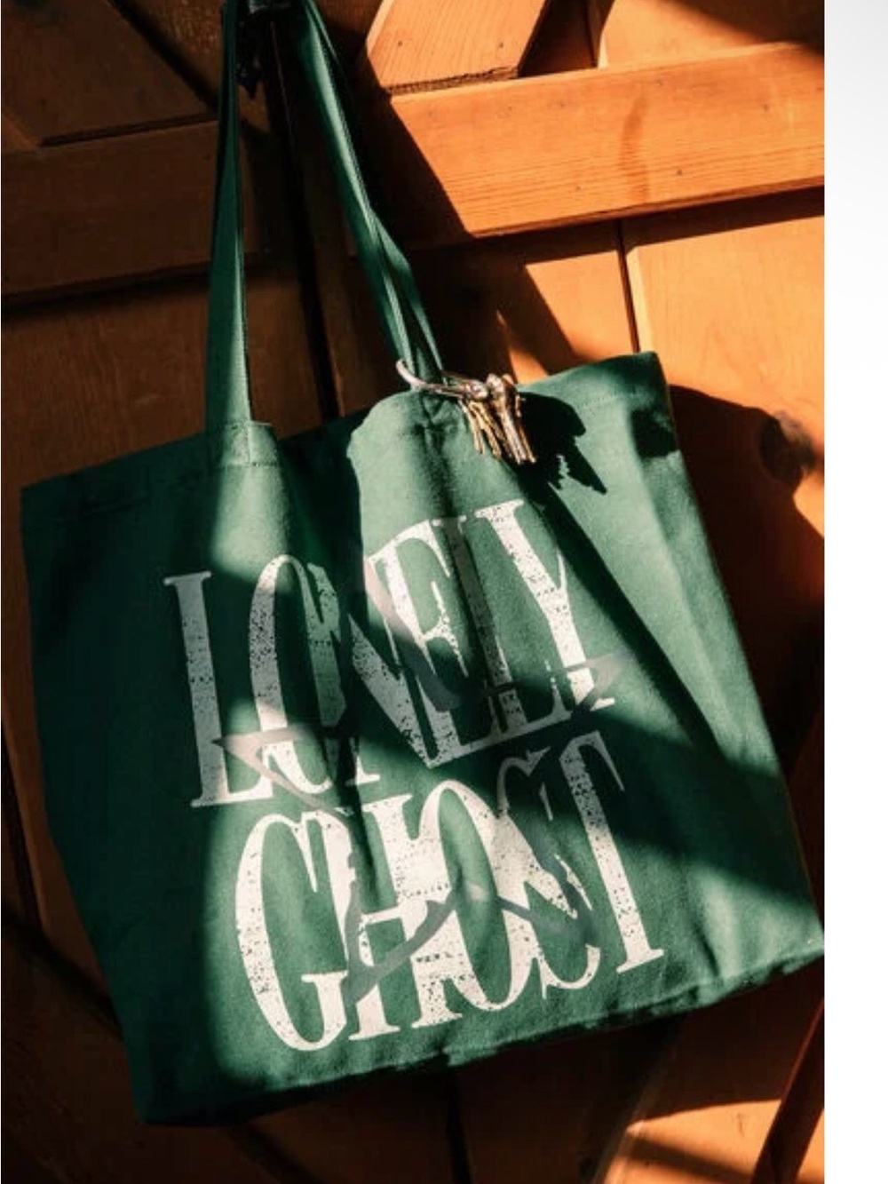 Lonely Ghost Dark Green Logo Canvas Tote NWT